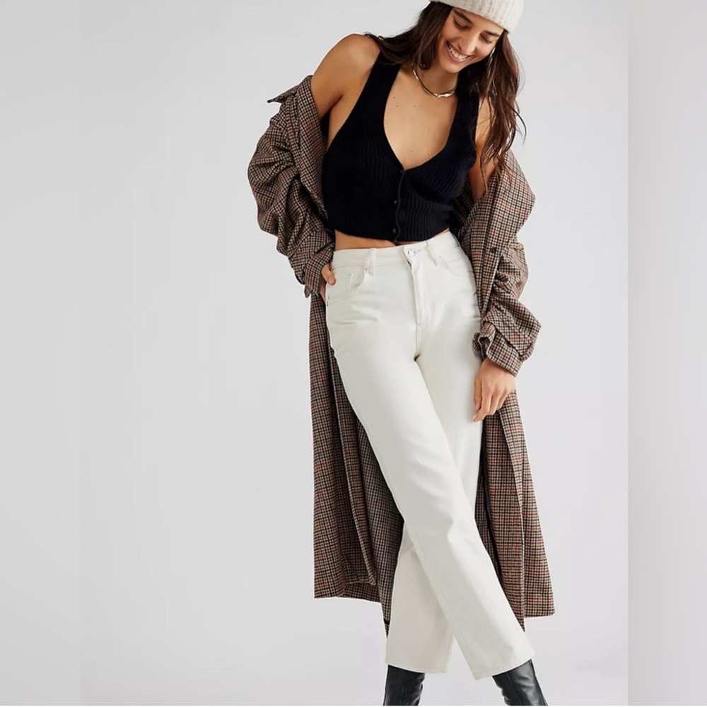 Free People Cream Straight-Leg Jeans
